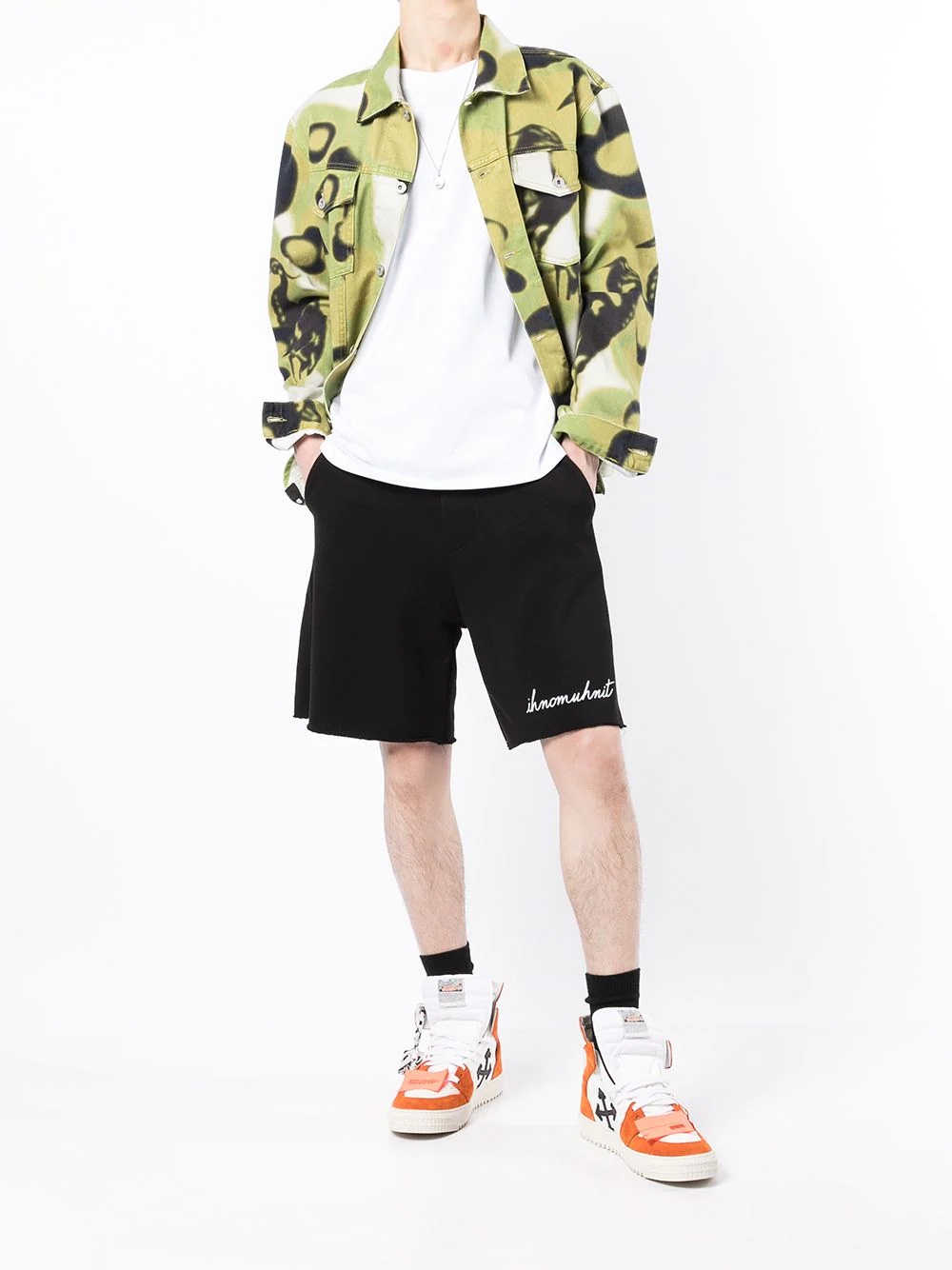 logo-print cotton track shorts - 2