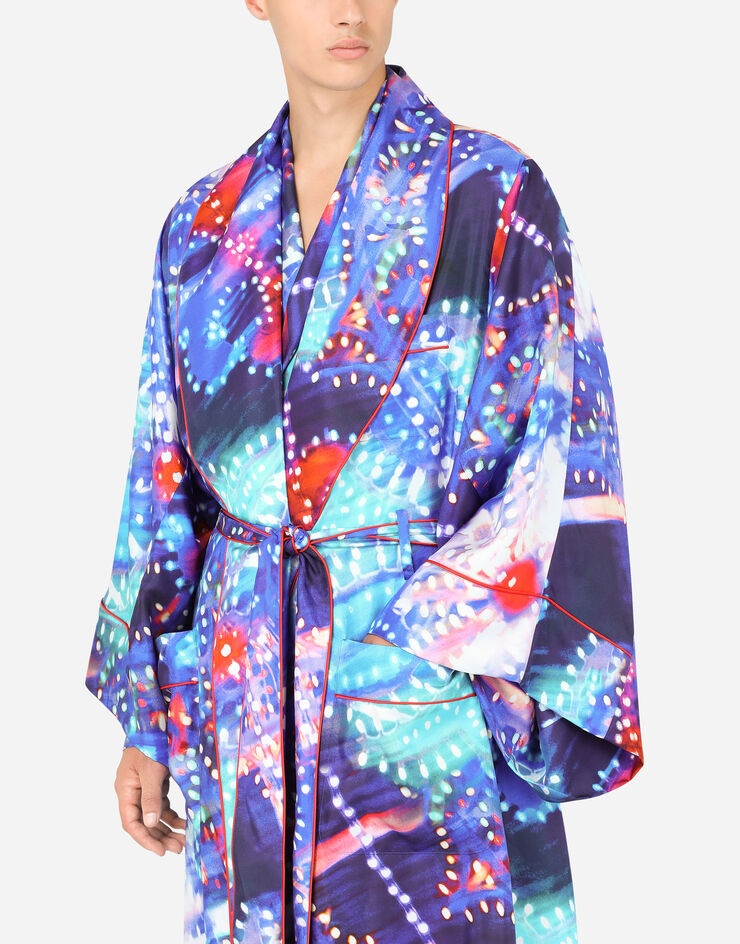 Silk illumination-print robe - 4
