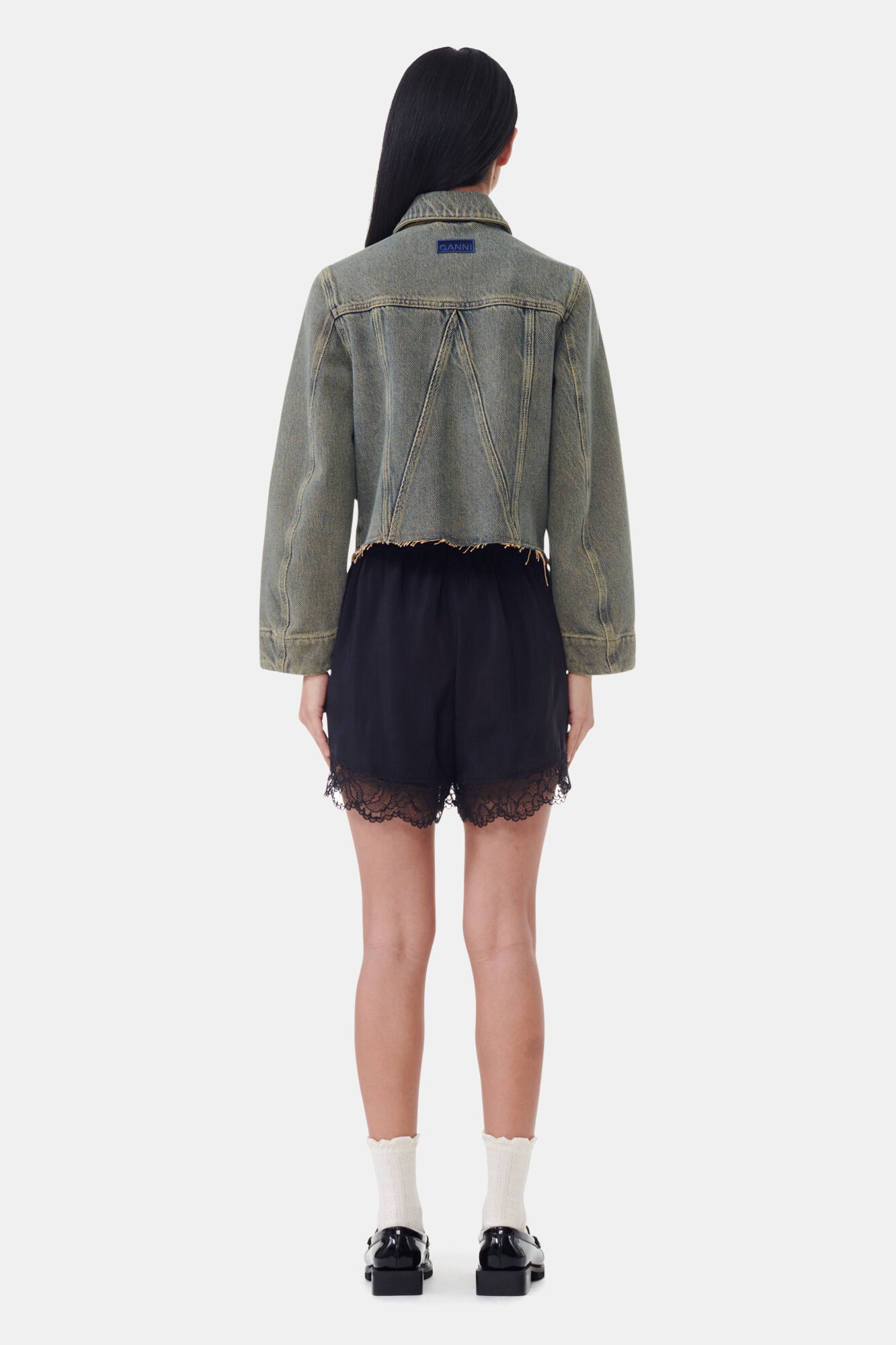 BLACK VISCOSE HABOTAI ELASTICATED SHORTS - 4