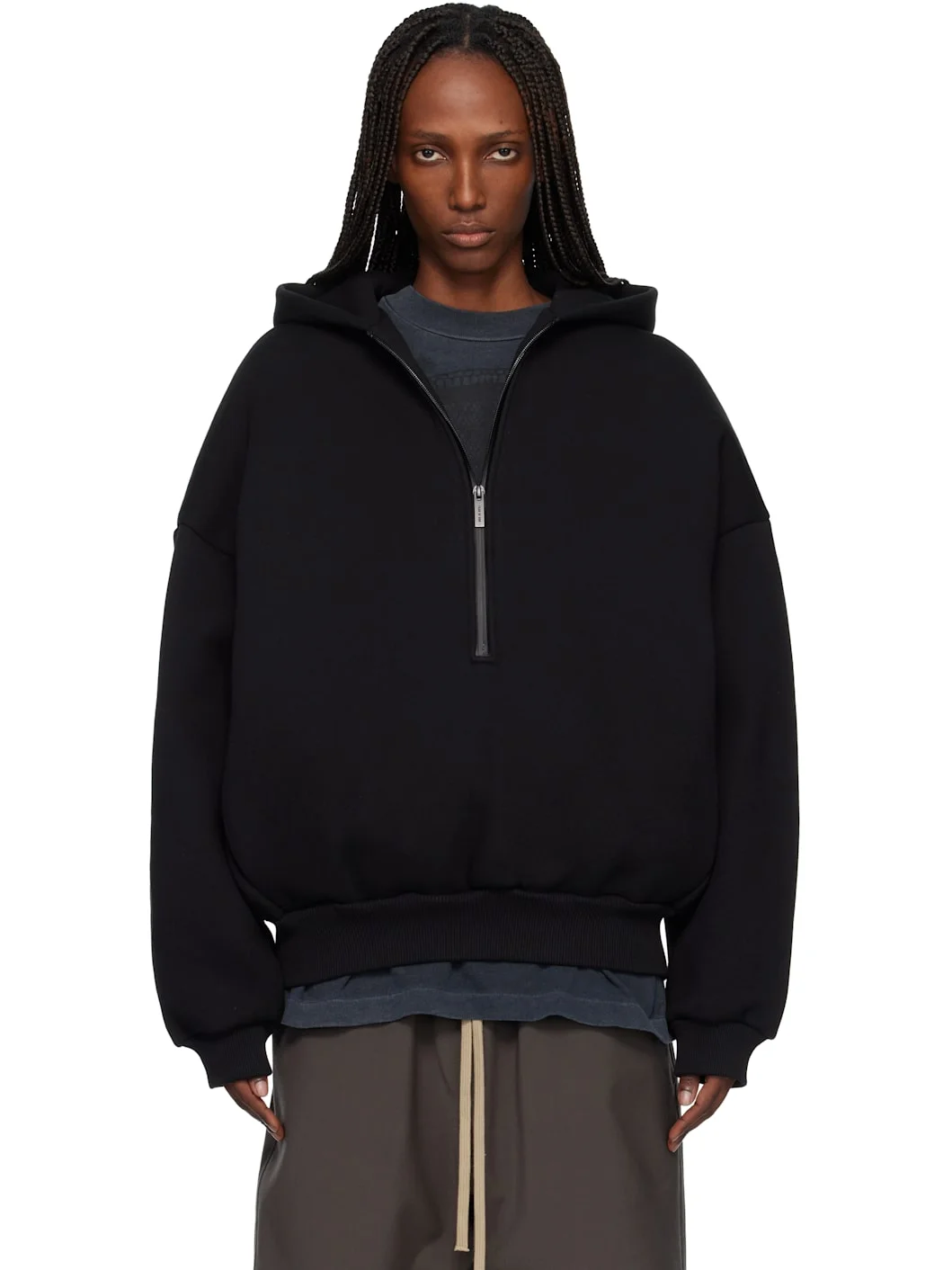 Black Athletics Half Zip Hoodie - 1