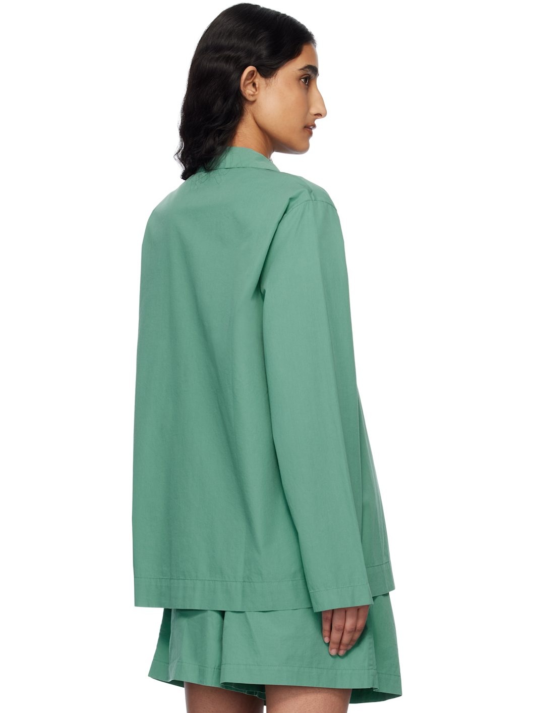 Green Poplin Long-Sleeved Pyjama Shirt - 3