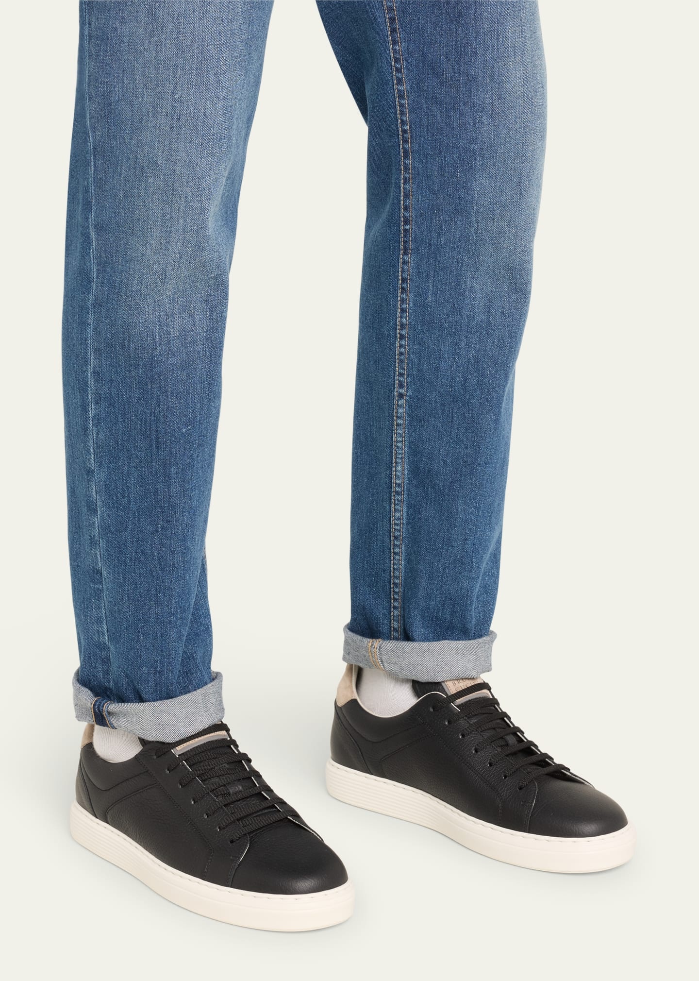 Men's Grained Calfskin Low-Top Sneakers - 2