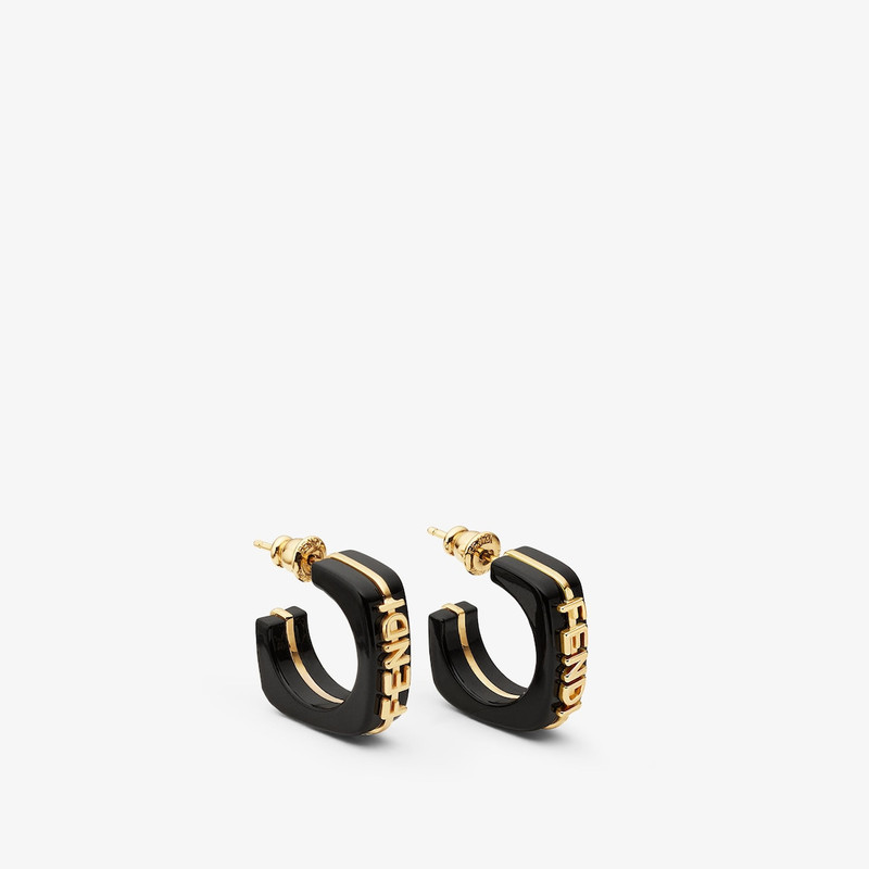 Fendigraphy Earrings Black and gold-colored metal earrings 1