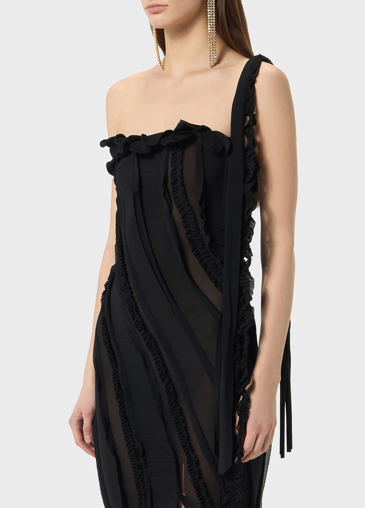 ONE-SHOULDER DRESS IN JERSEY WITH INLAYS - 4