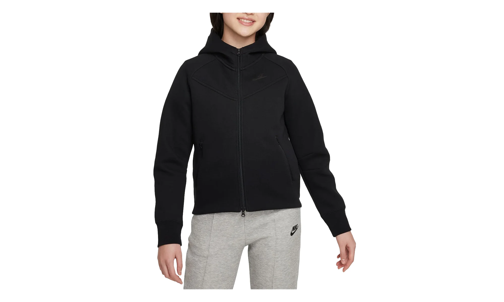 Sportswear Tech Fleece Girls' Full-Zip Hoodie GS "Black / Black / Black" FD2979 010 - 1