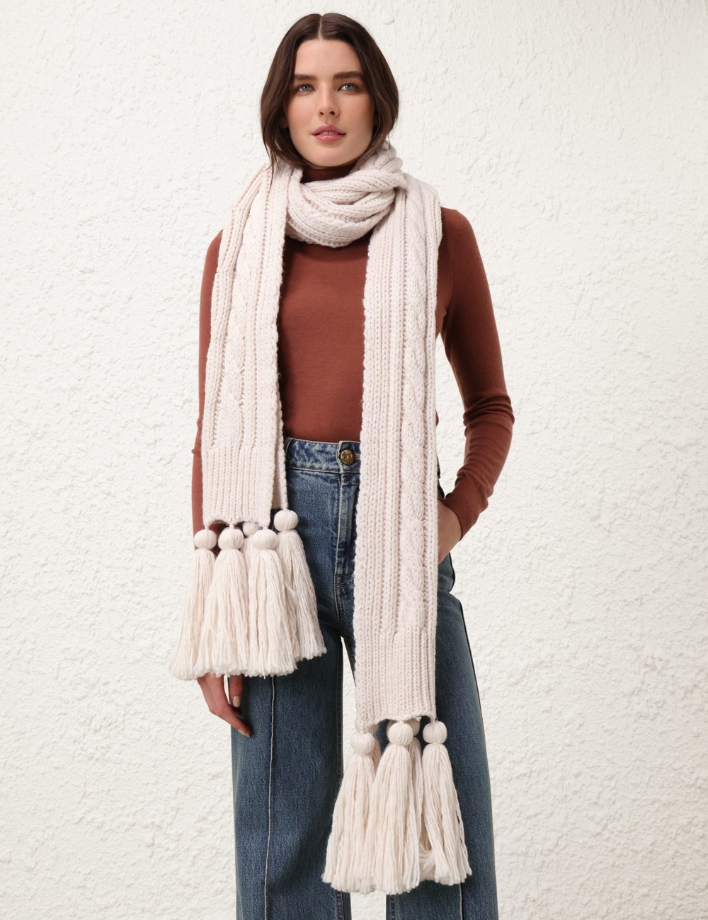CABLE KNIT SCARF - 2