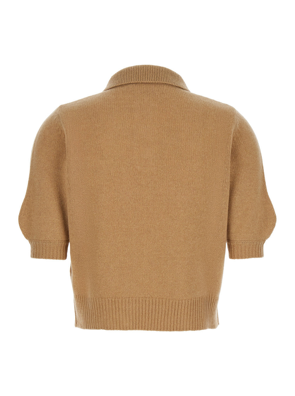 Marni Women Beige Polo Sweater With Classic Collar And Logo Patch On The Front In Cashmere Woman - 2