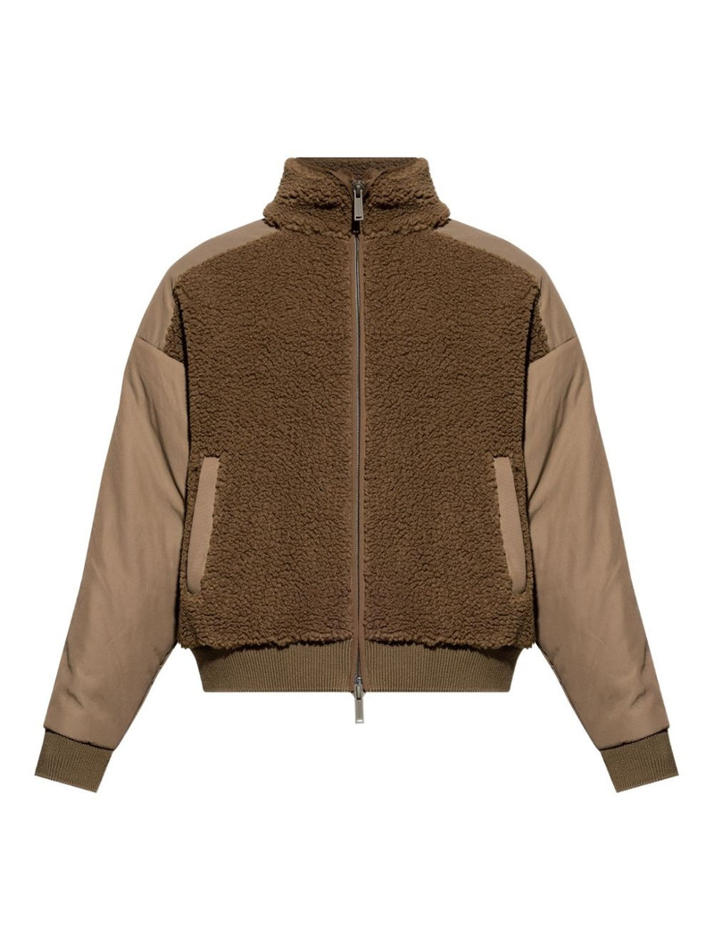teddy-panelled bomber jacket 1
