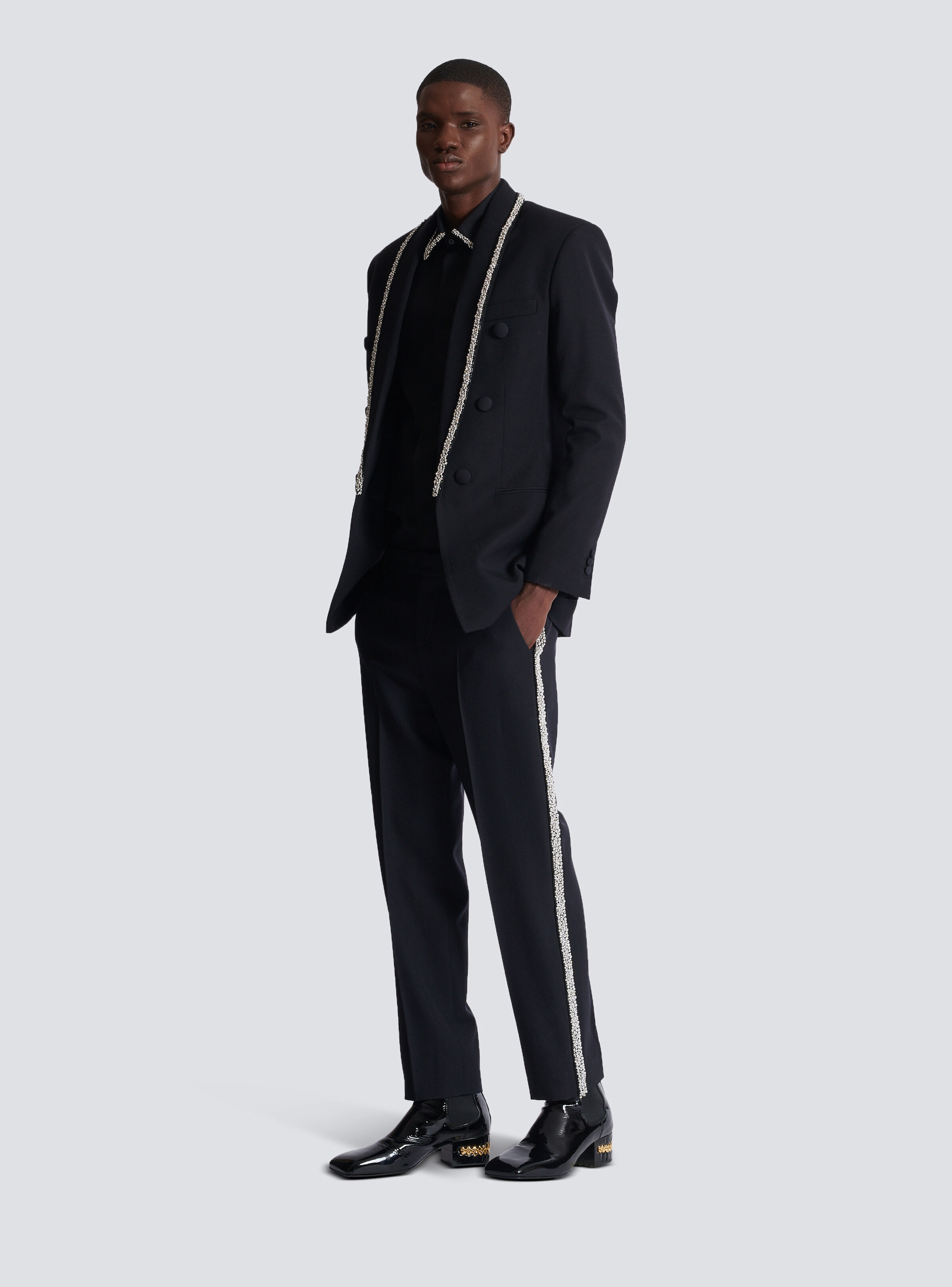Embroidered grain de poudre trousers - 2
