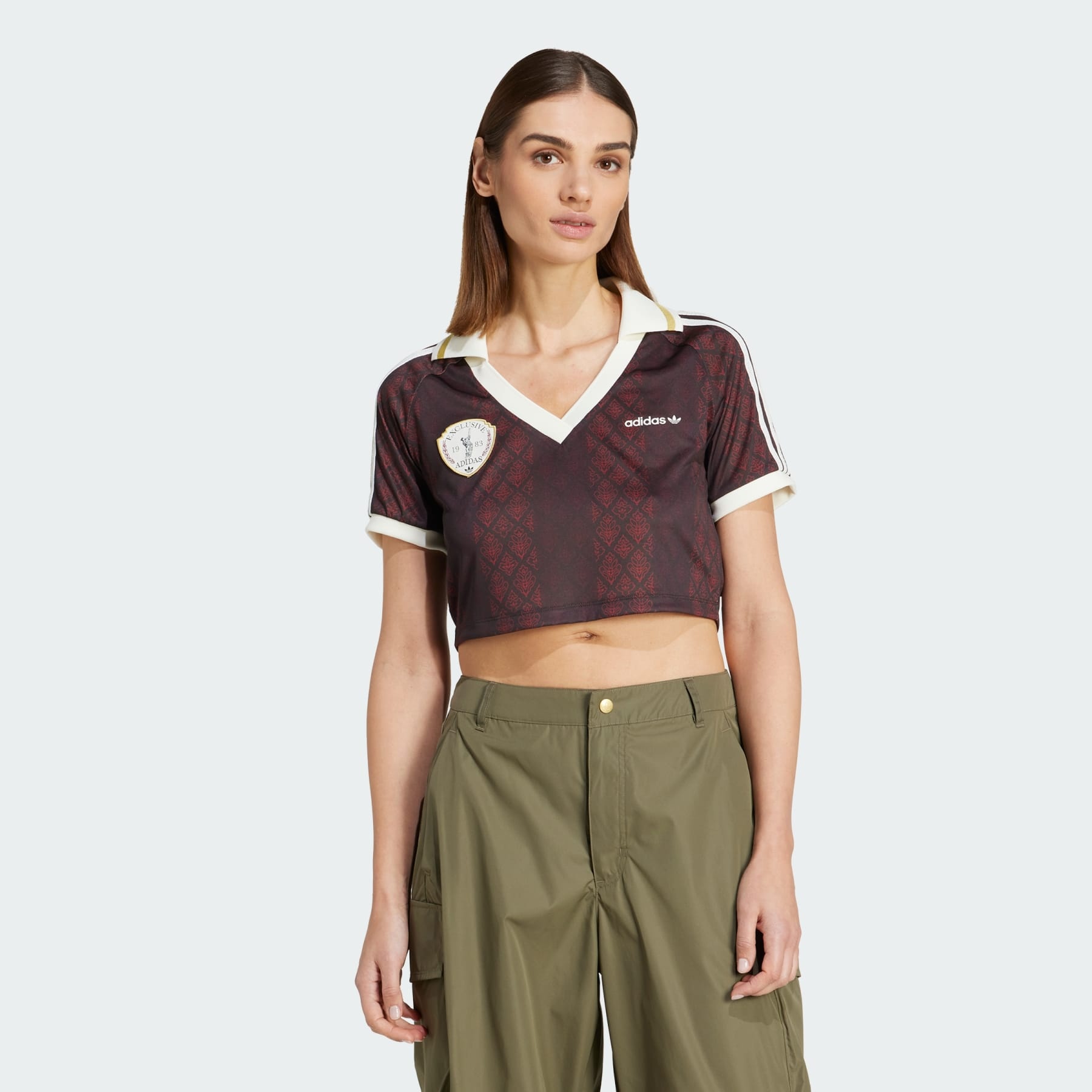 ★ adidas★ Retro Sports Cricket Inspired Crop Jersey Navy adidas Originals Retro Sports Cricket-inspired Cropped
