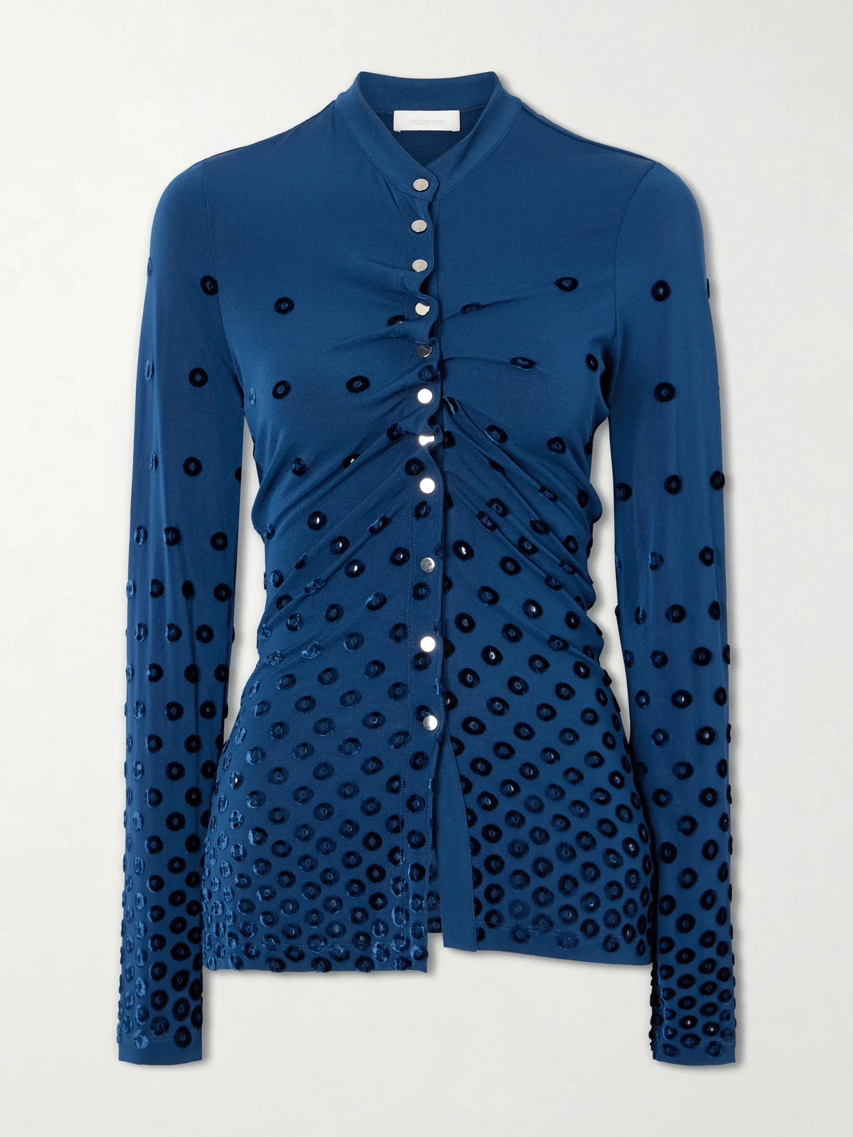 Gathered Flocked Jersey Blouse - 1