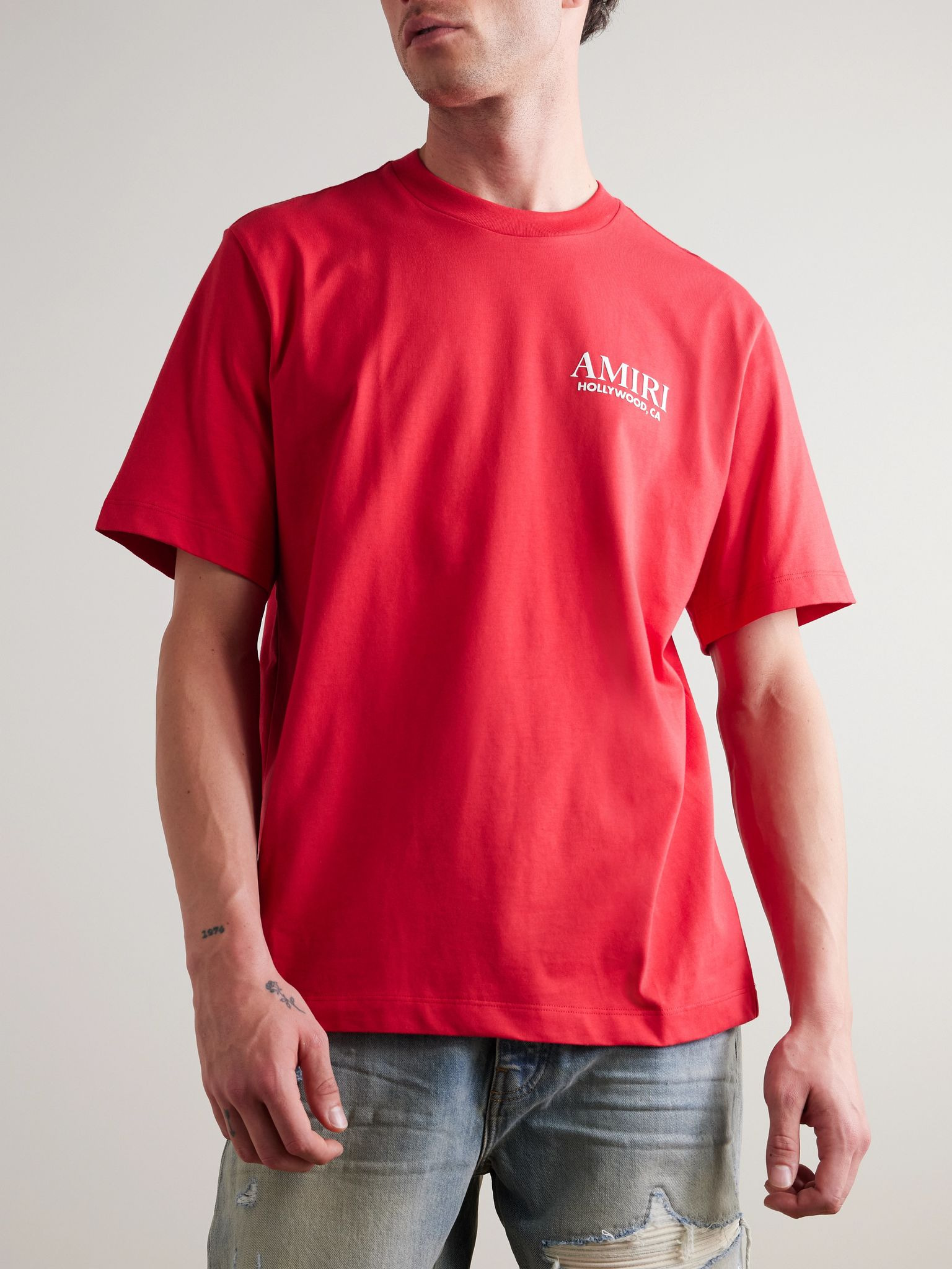 Bones Stacked Logo-Print Cotton-Jersey T-Shirt Red - 3
