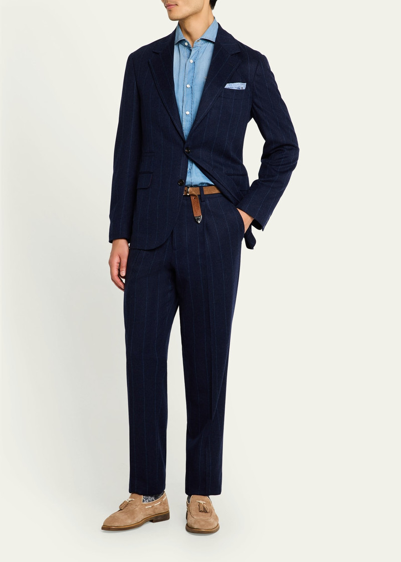 Brunello Cucinelli Men's Wool-Cashmere Pinstripe Suit outlook