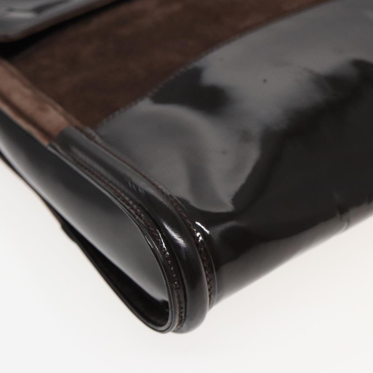 GUCCI Tote Bag Enamel Suede Brown - 15