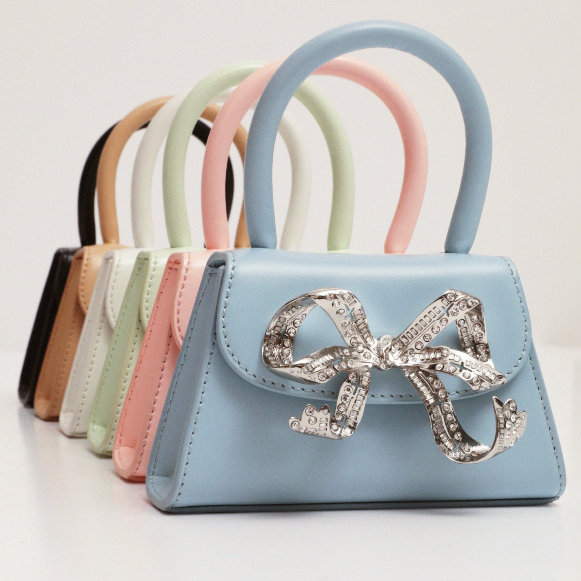 The Bow Micro in White with Diamanté - 5