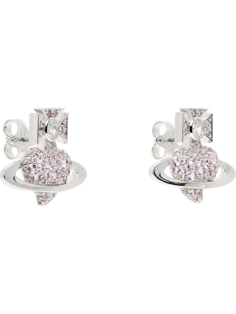 Vivienne Westwood Silver & Purple Agnatha Earrings outlook