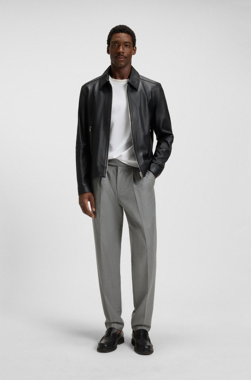 BOSS TAPERED-FIT TROUSERS IN MELANGE VIRGIN WOOL outlook