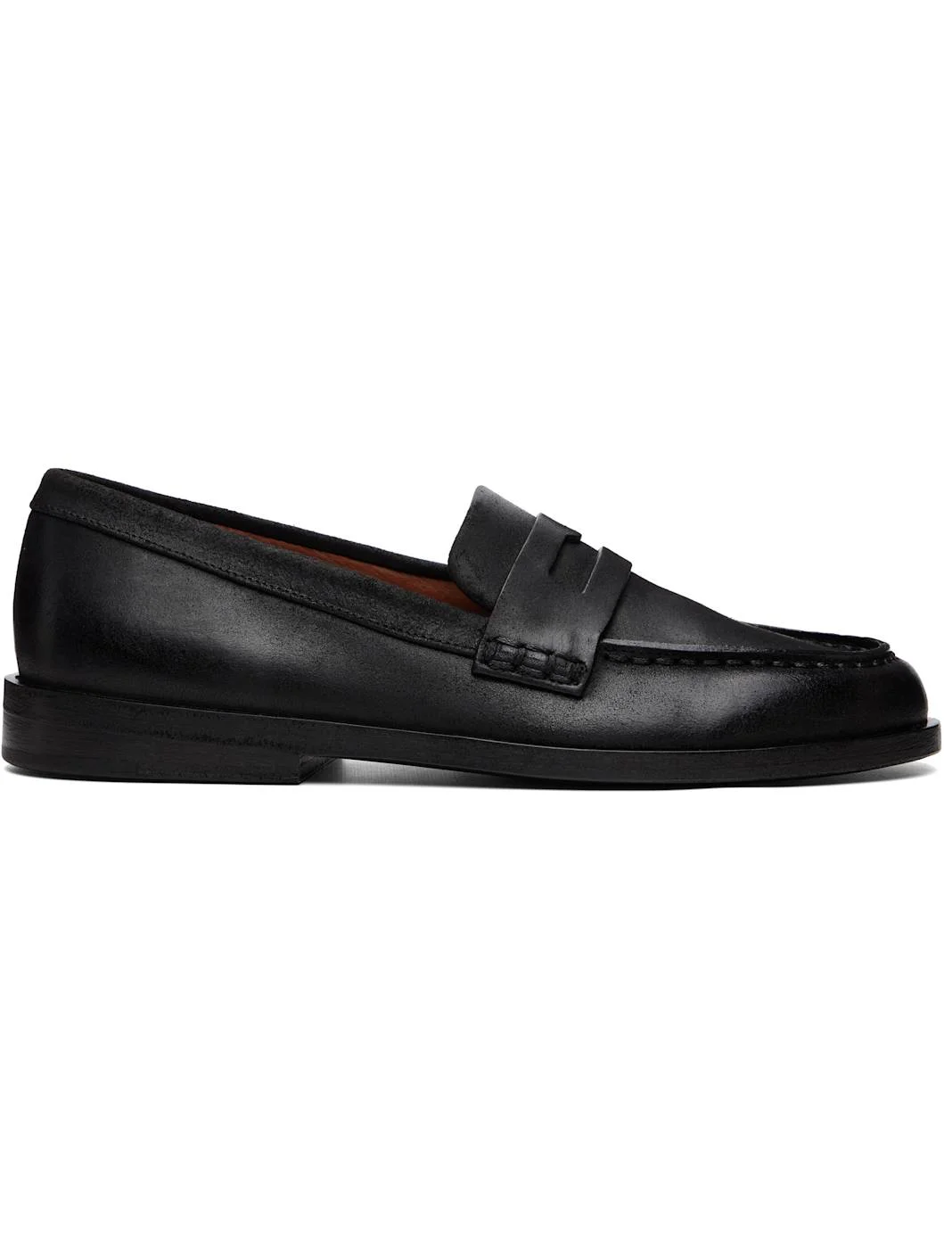 Black Mocasso Waxed Reversed Leather Loafers - 1