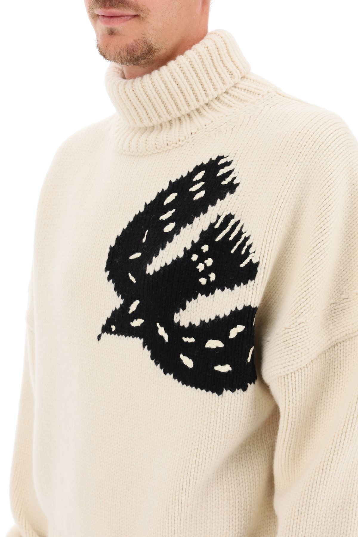 CABLE KNIT SWEATER WITH SYMBOL - 5