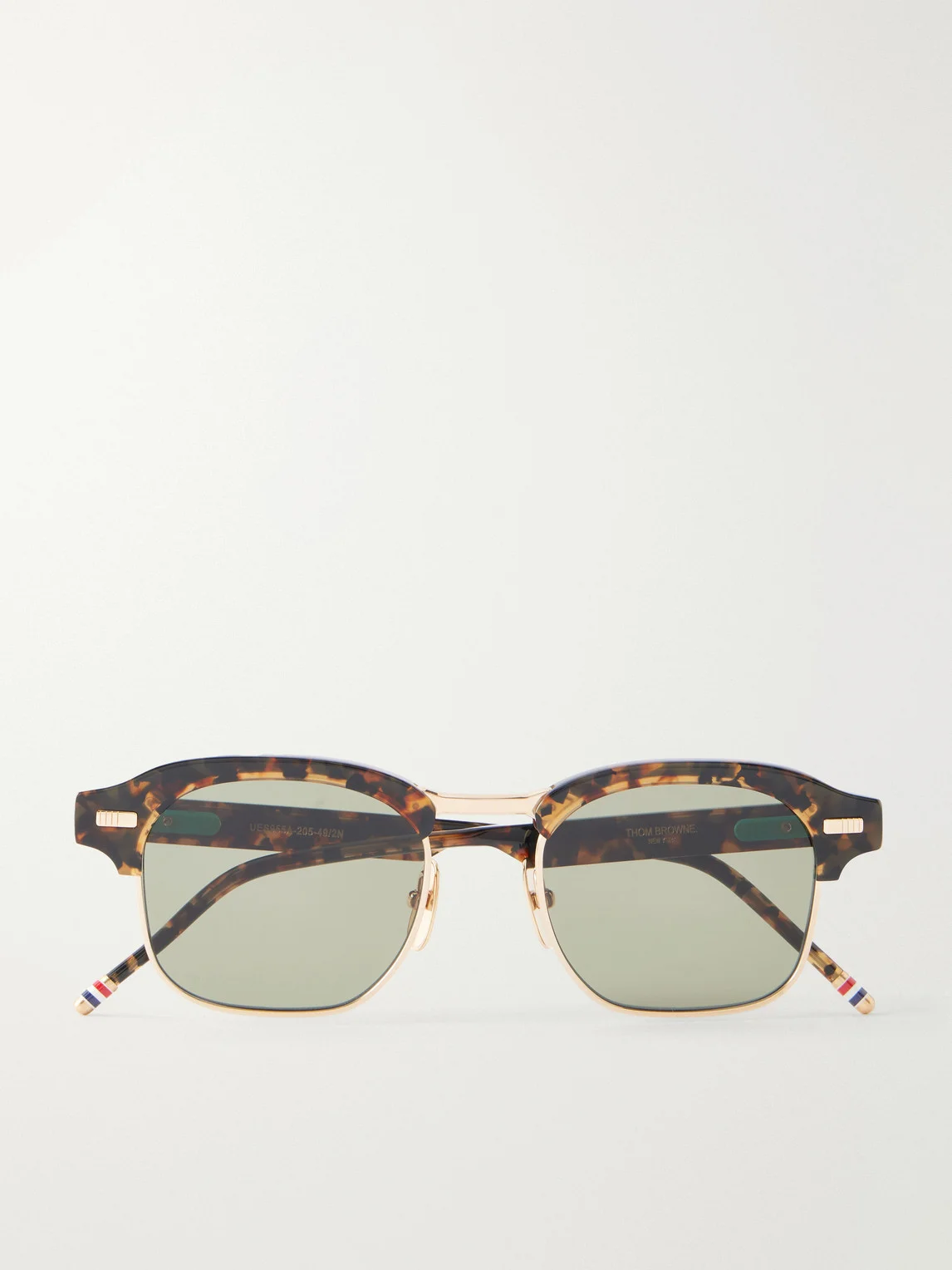 D-Frame Tortoiseshell Acetate and Gold-Plated Titanium Sunglasses - 1