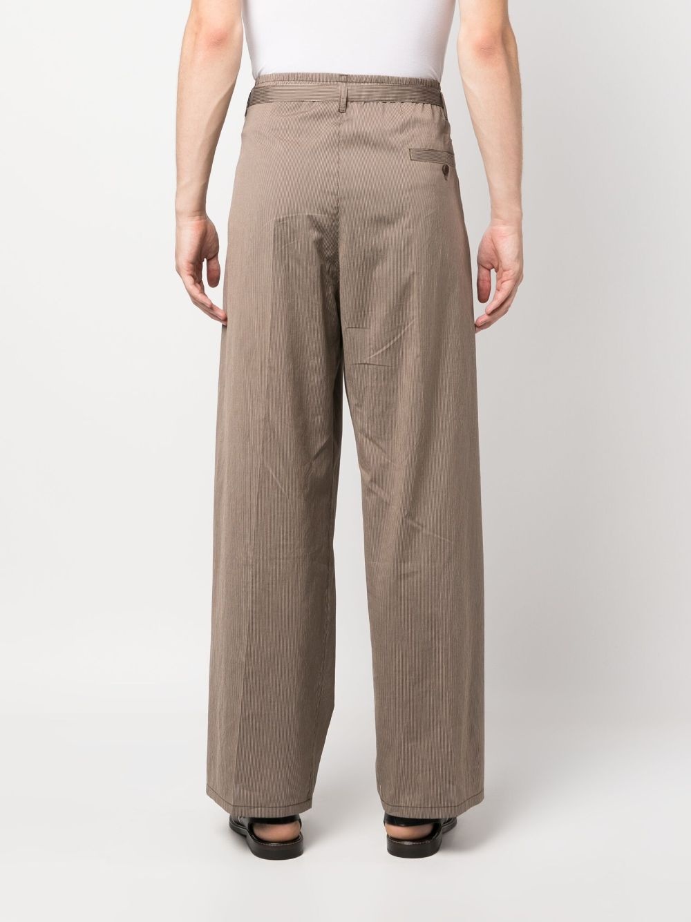 stripe-pattern belted-waist trousers - 4