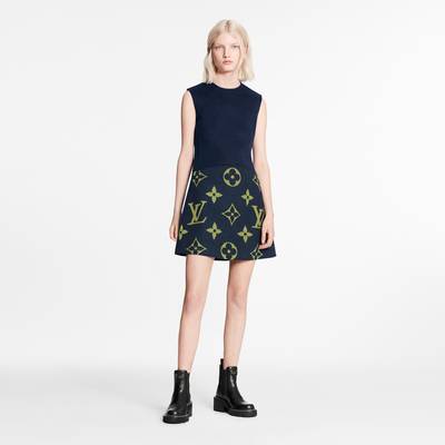 Louis Vuitton Sleeveless A-Line Dress In Wool-Silk Blend With Macro-Monogram outlook