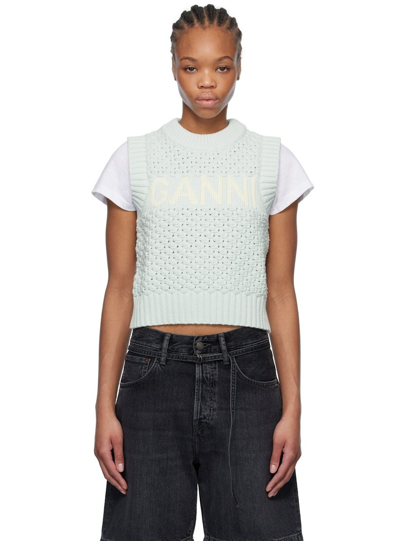 Blue Textured Cotton Vest 1