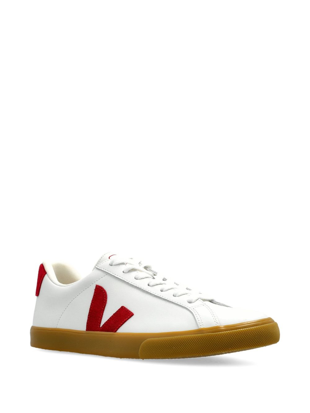 leather V-logo sneakers - 2