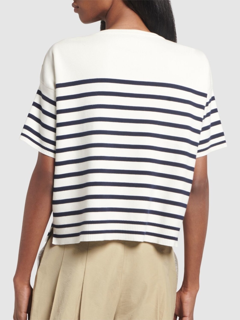 Striped cotton t-shirt w/ logo - 3
