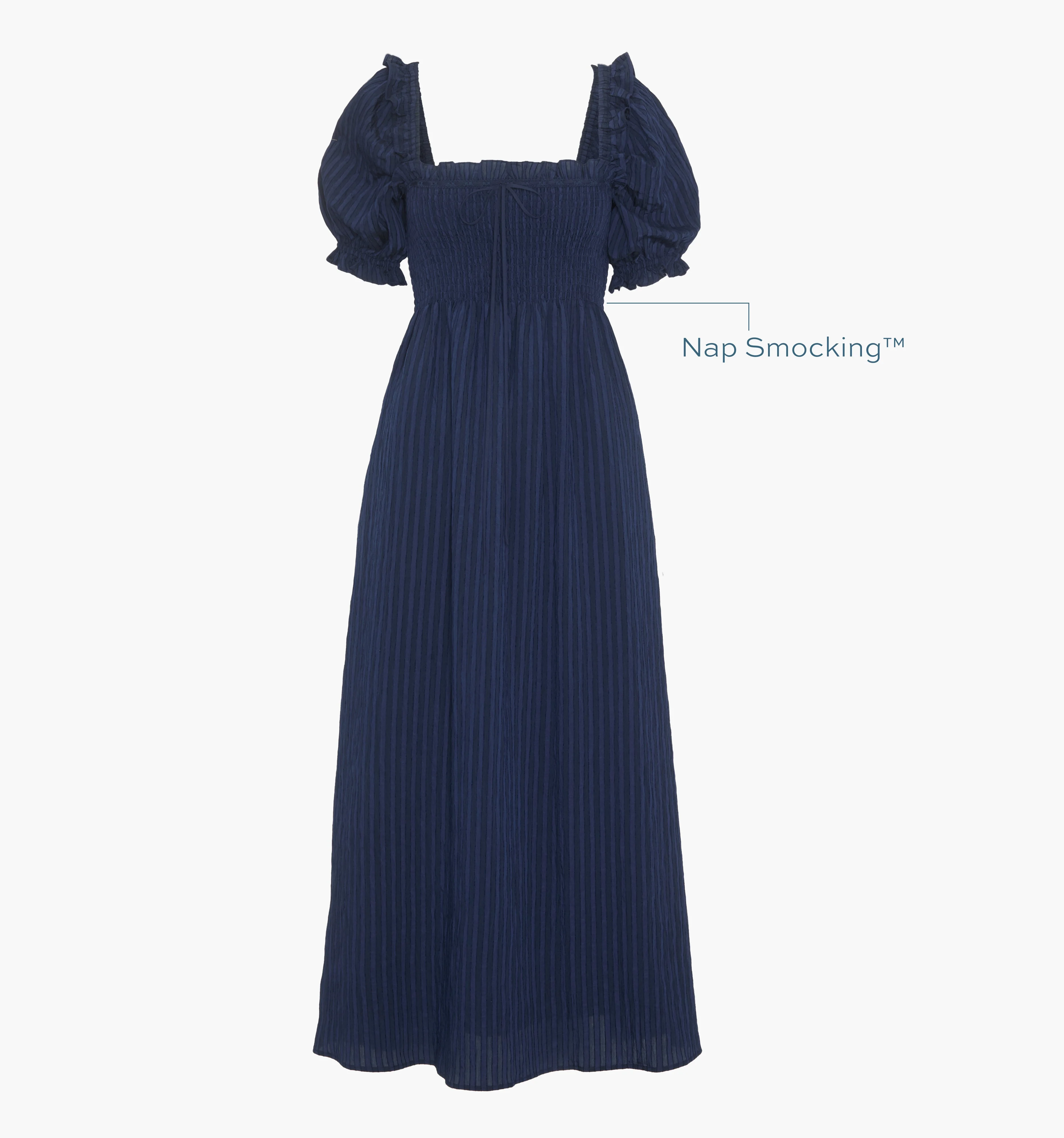 The Scarlett Nap Dress - Navy Tonal Seersucker - 1