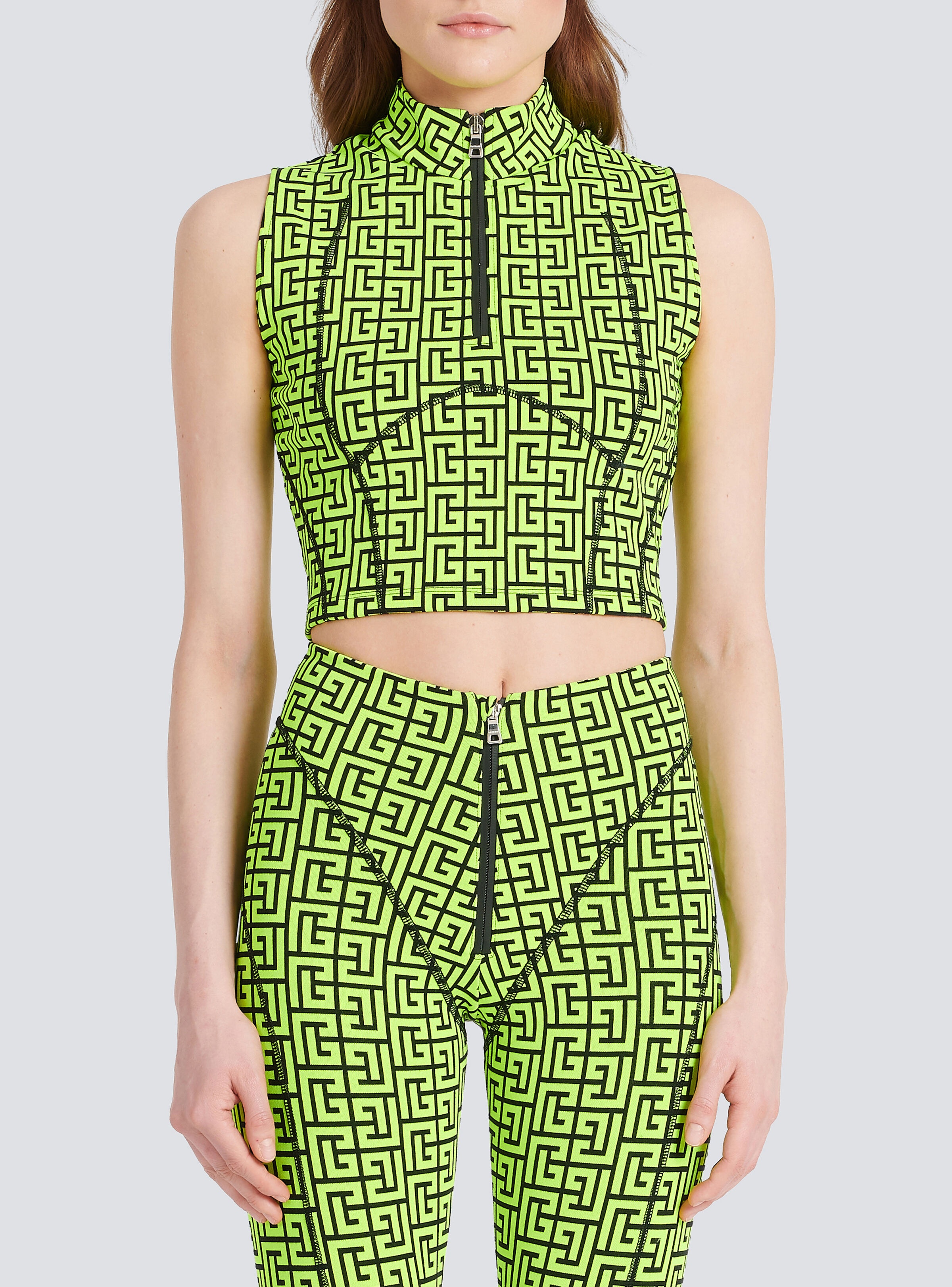 Balmain Jersey crop top with Balmain monogram | REVERSIBLE