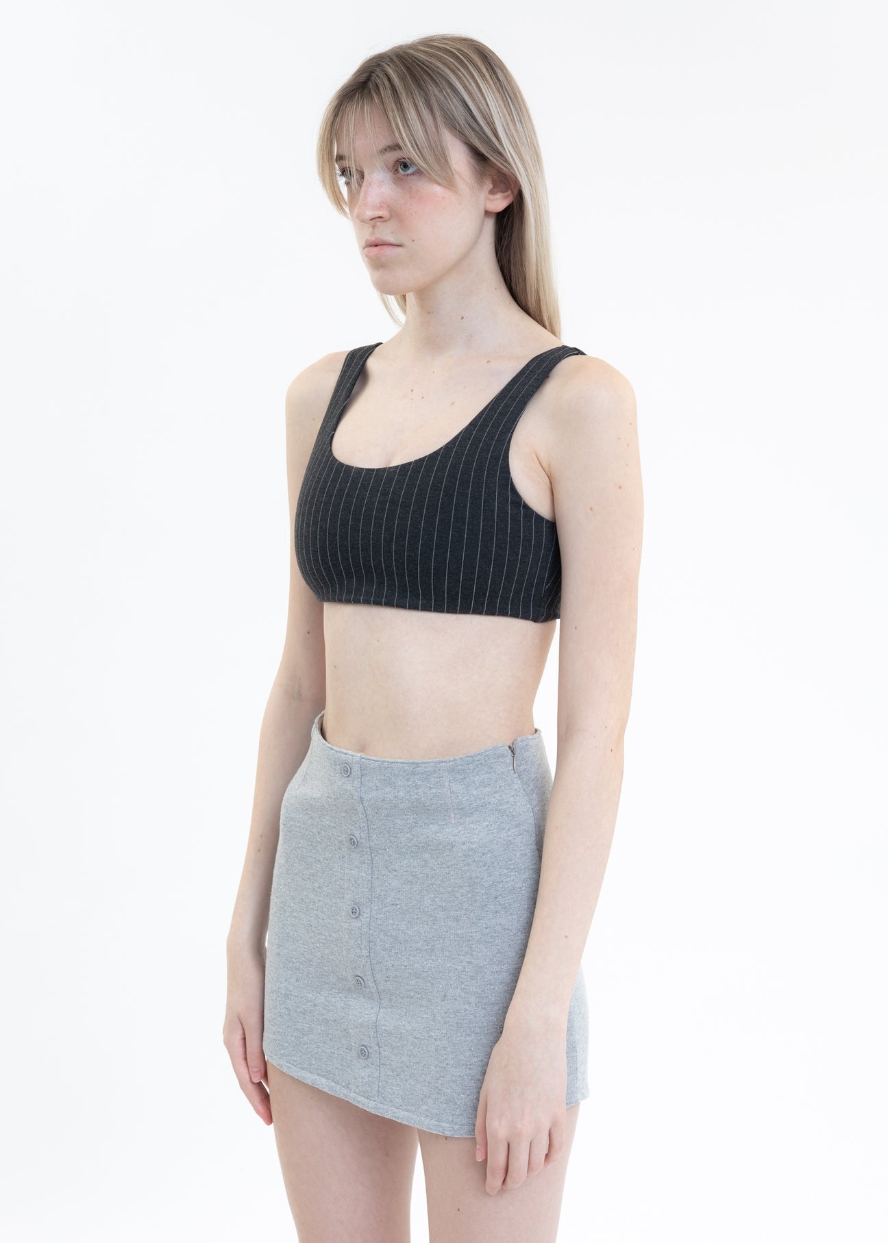 Grey Pinstripe Sport Top - 2