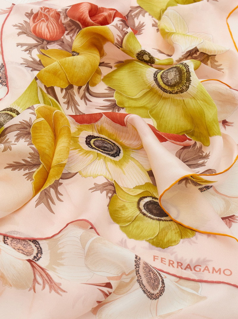 FERRAGAMO Anemone print silk scarf outlook