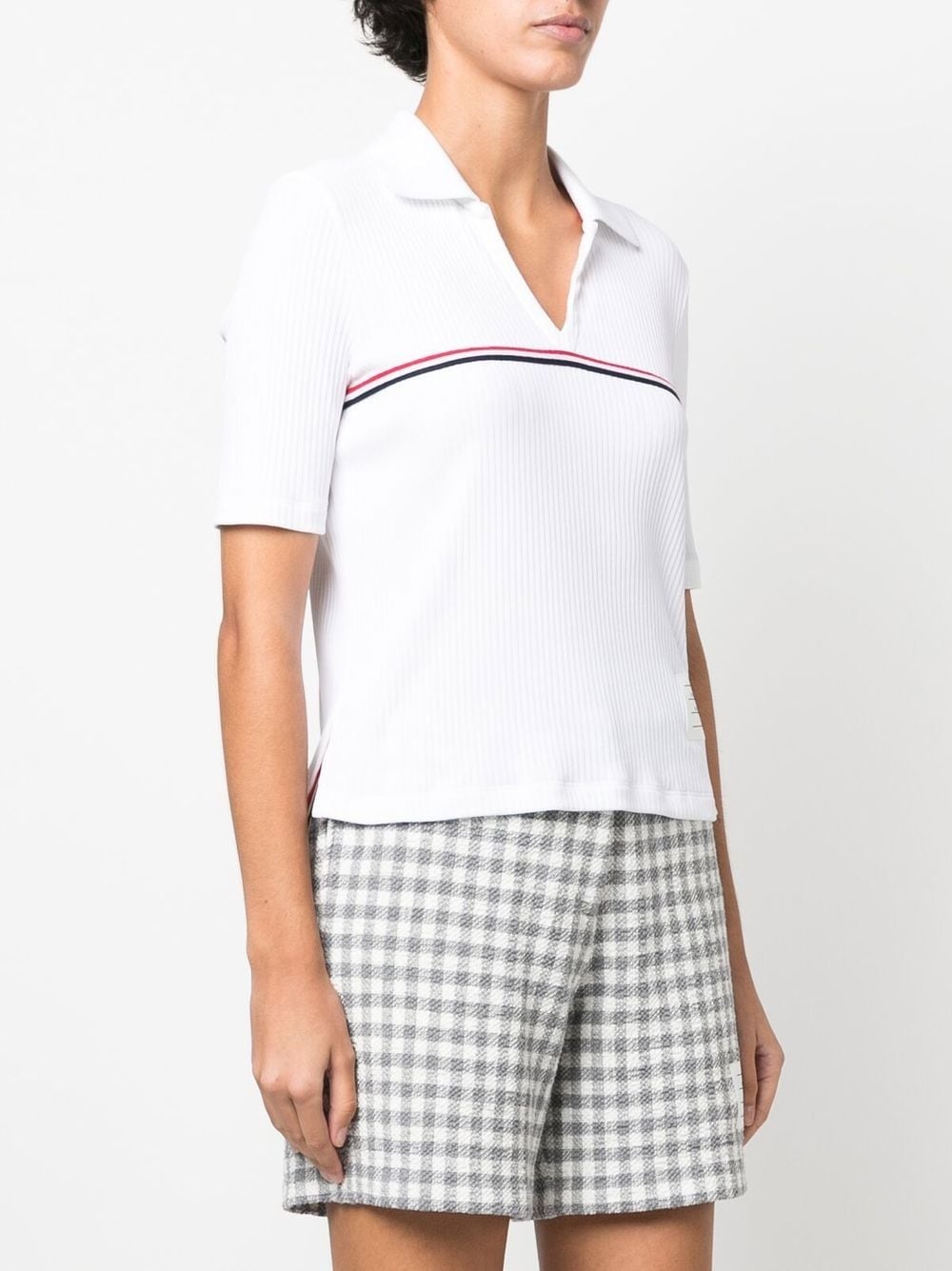 ribbed cotton polo top - 3