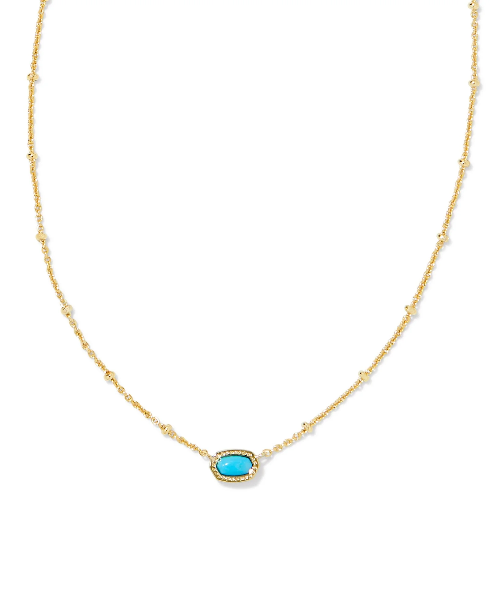 Mini Elisa Gold Satellite Short Pendant Necklace in Turquoise Magnesite - 1