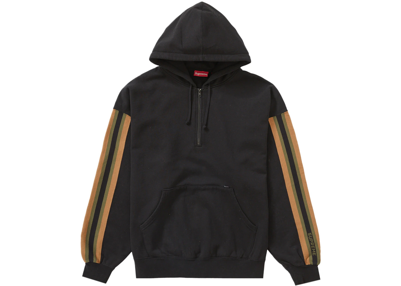 Supreme Half Zip Hooded Sweatshirt Black - 1
