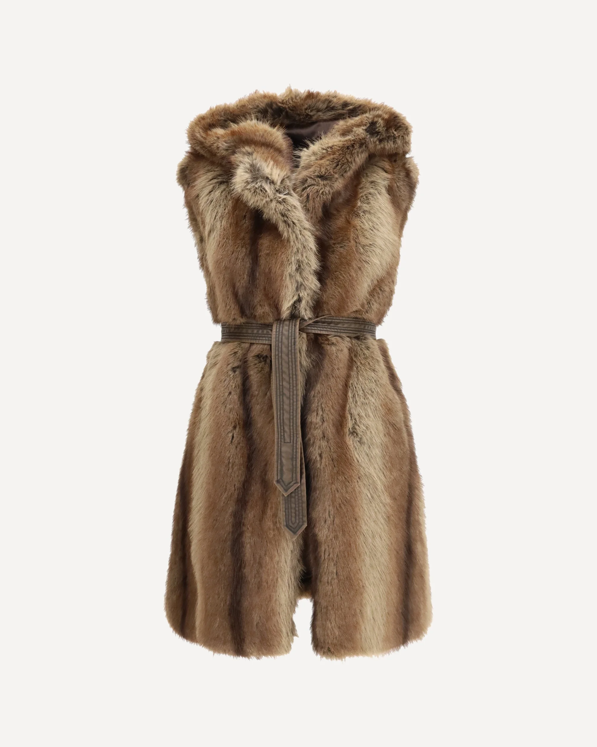 Galearis faux fur Hooded Vest - 1