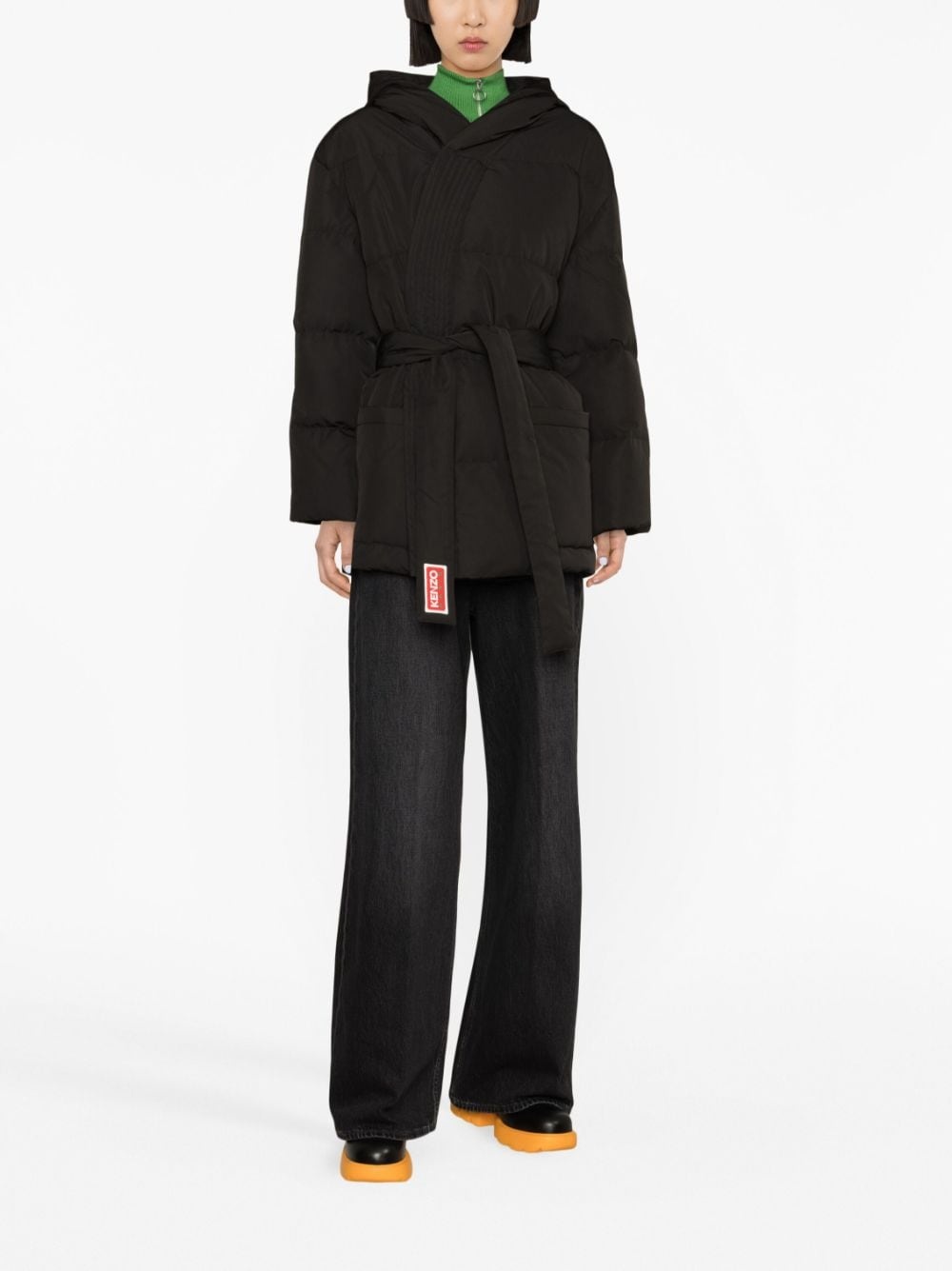 belted wrap down jacket - 2