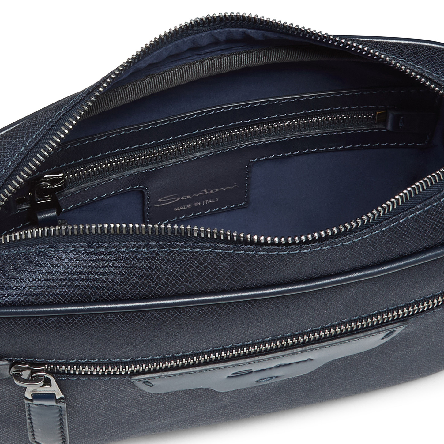 Blue leather and nylon beauty case - 5