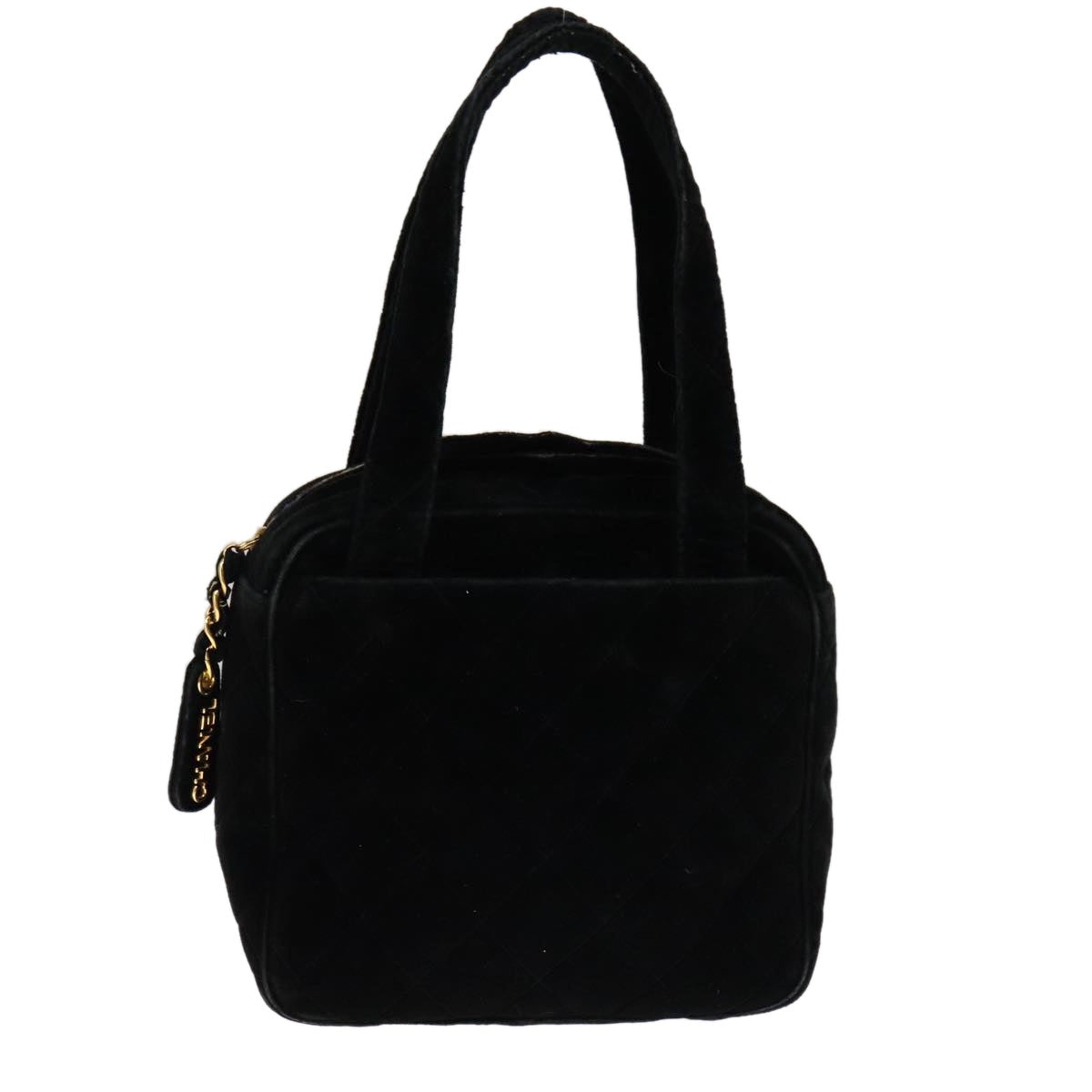 CHANEL Matelasse Hand Bag Suede Black CC - 2