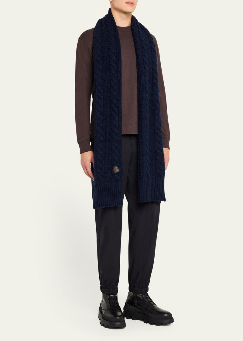 Moncler Men's Wool-Cashmere Chunky Cable Scarf outlook
