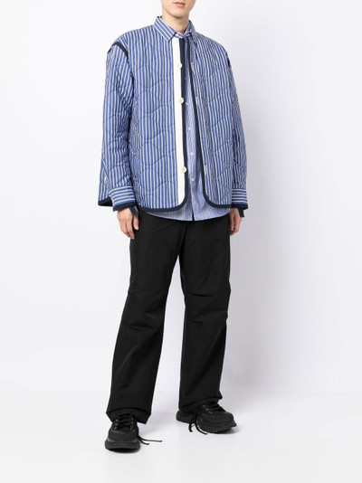 sacai quilted stripe-print shirt jacket outlook