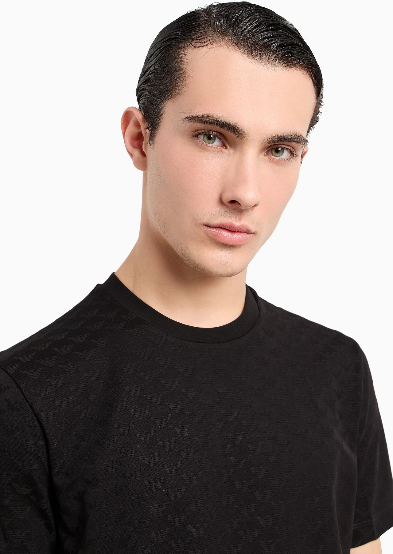 Mercerised-jersey T-shirt with all-over jacquard eagle - 5