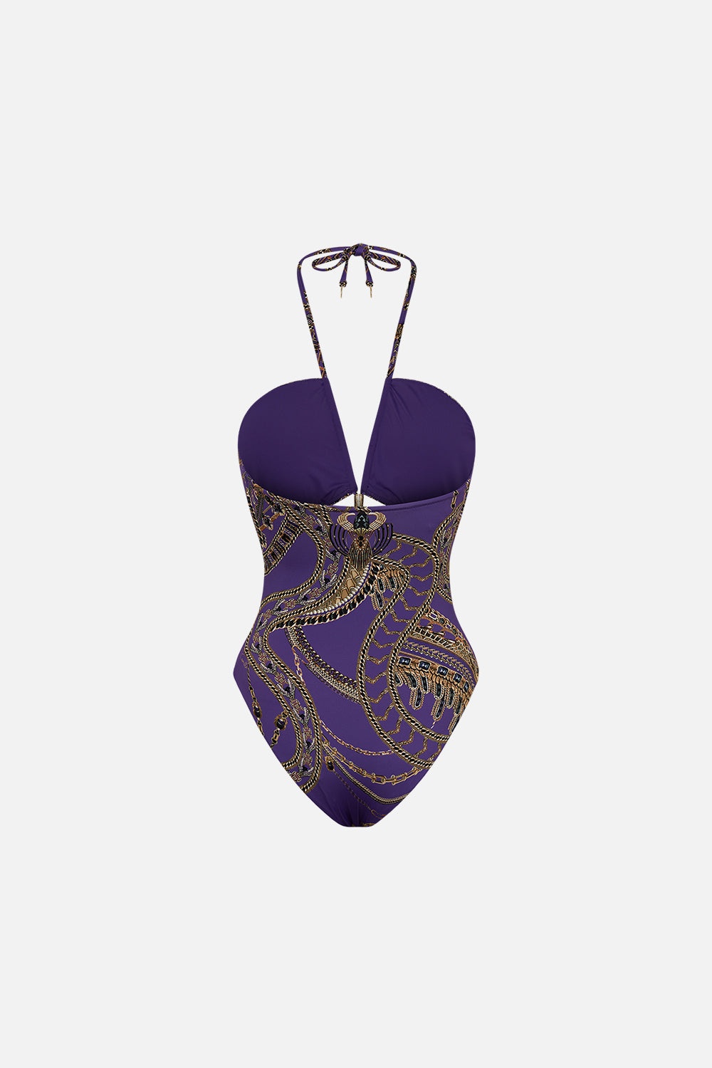 CUT OUT HALTER ONE PIECE WITH TRIM - 6