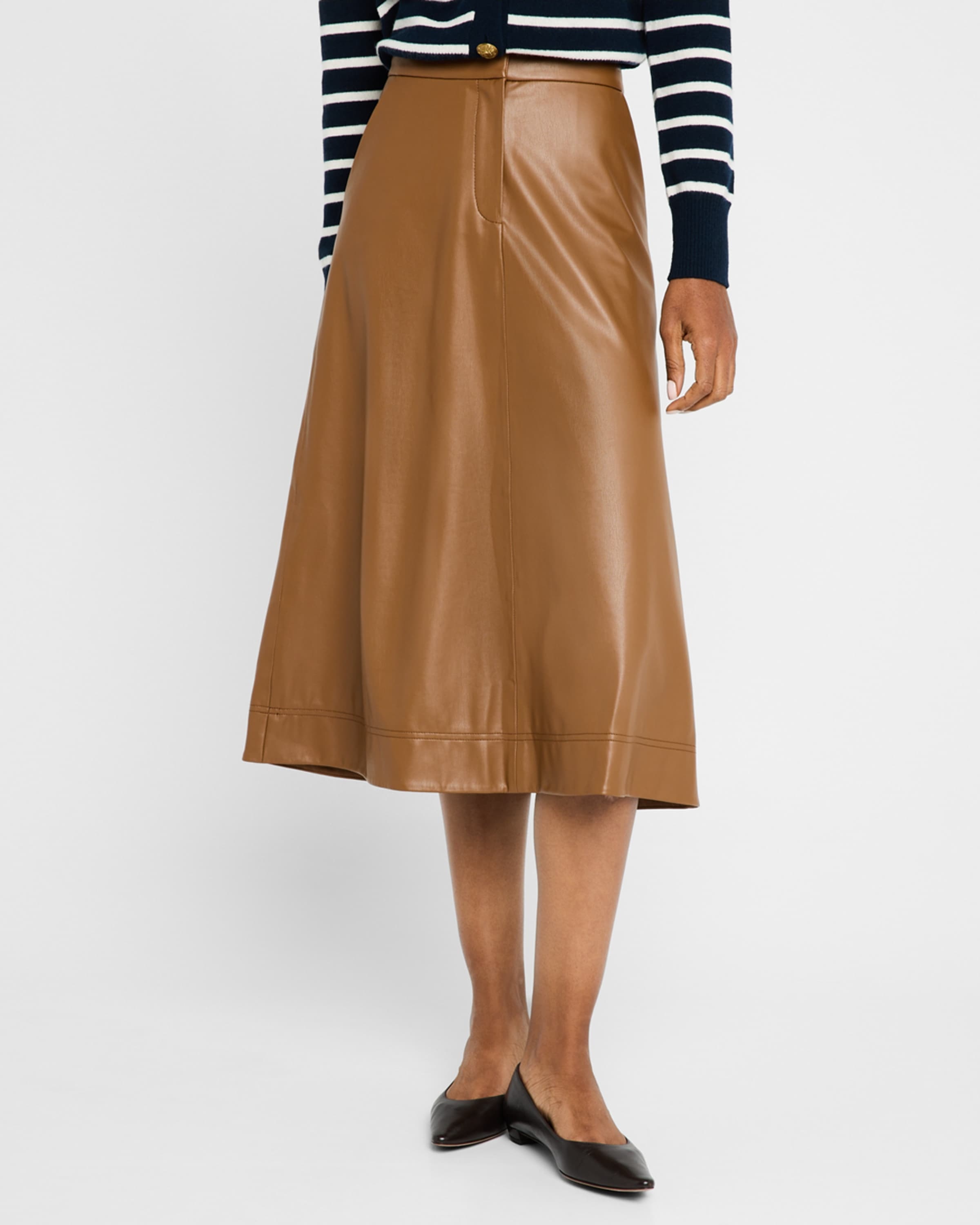 Louise Faux Leather Midi Skirt - 2