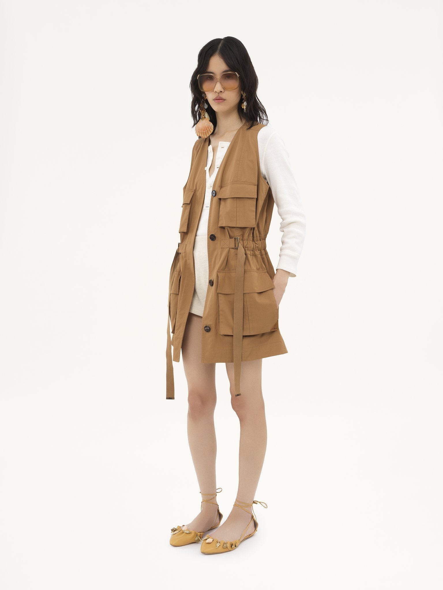 UTILITARIAN VEST IN LIGHT COTTON GABARDINE - 3