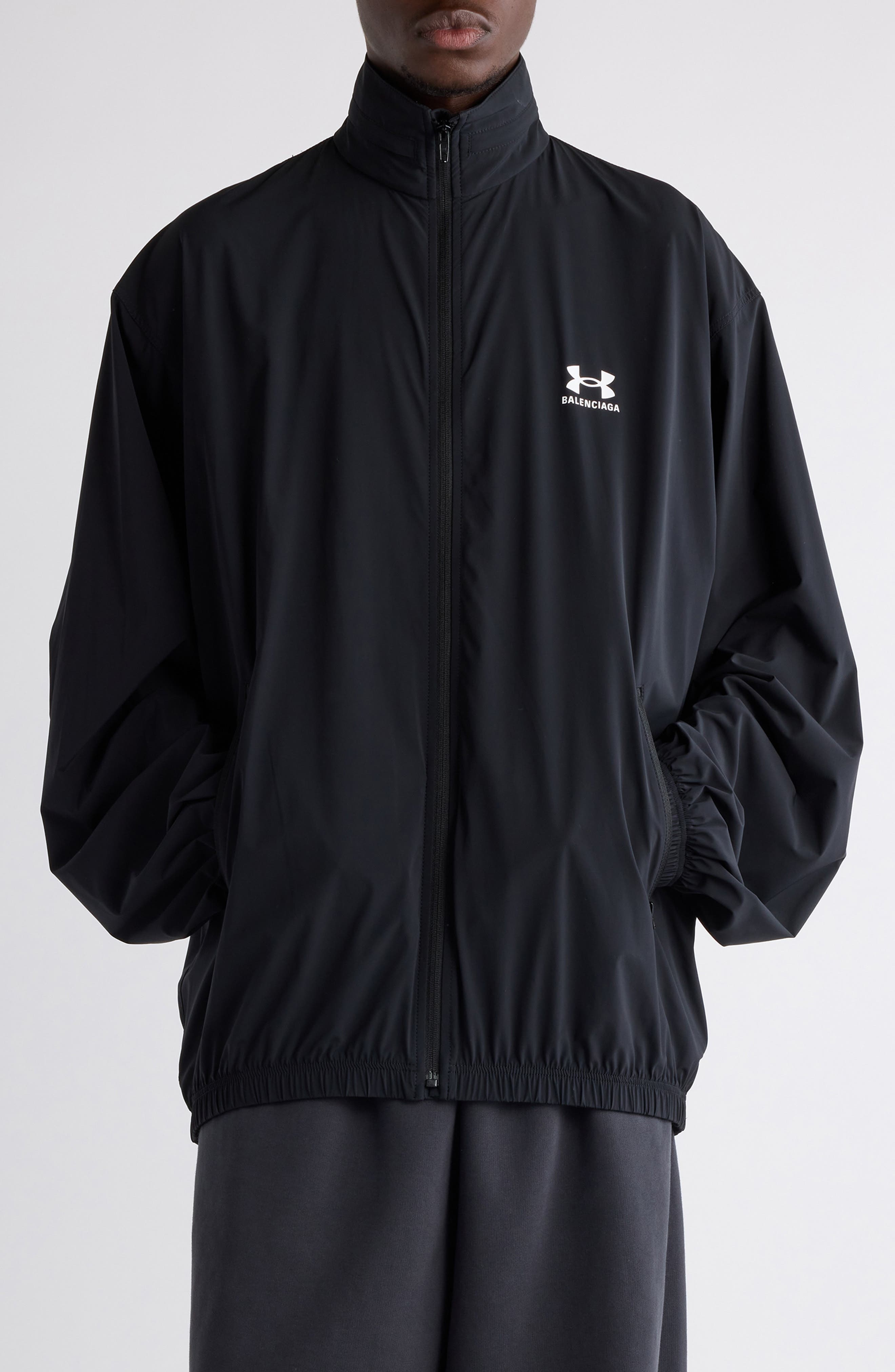 Balenciaga x Under Armour® Oversize Logo Windbreaker in Black at Nordstrom - 1