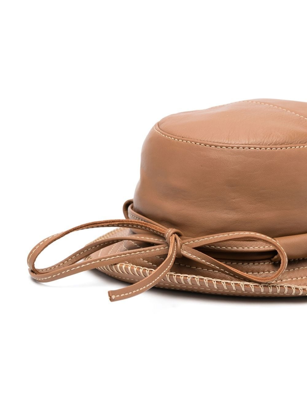 tie-fastening detail leather buckethat - 2