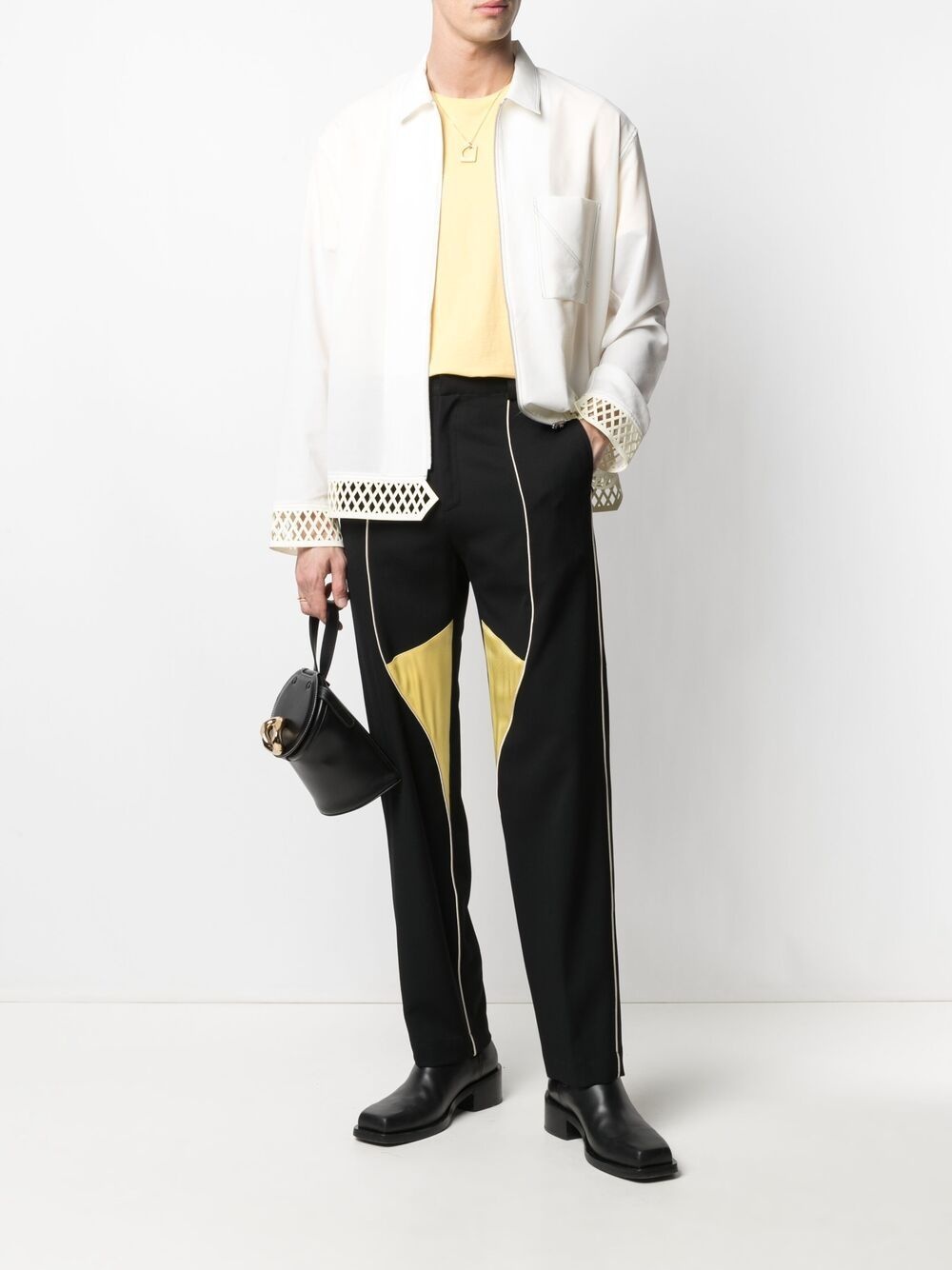 colour-block straight trousers - 2