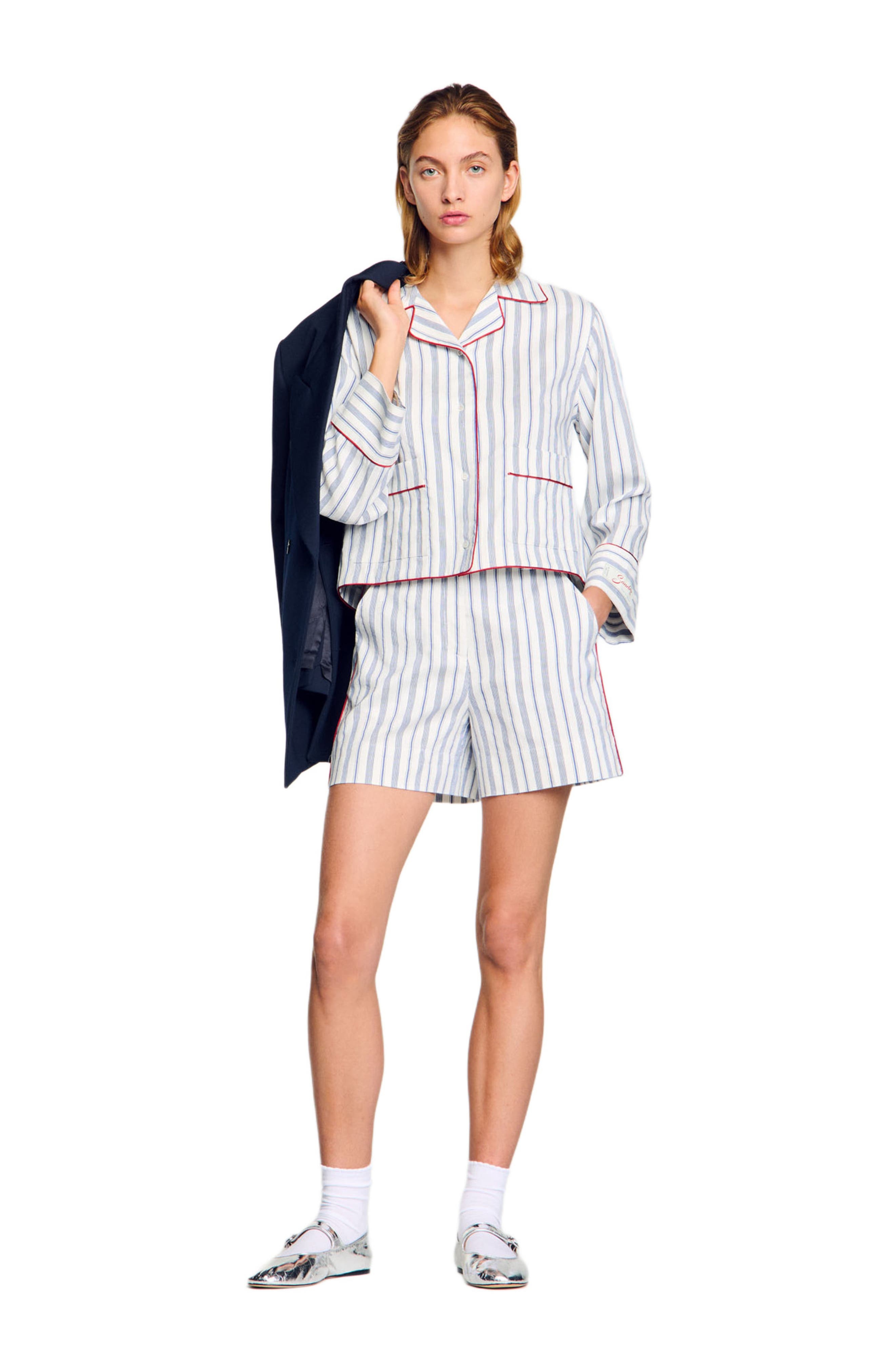 SANDRO Striped shirt in Blue /Ecru at Nordstrom - 6